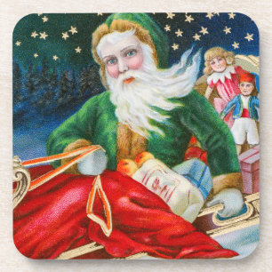 Posavasos Tarjeta postal vintage retro de Navidad de Papá No