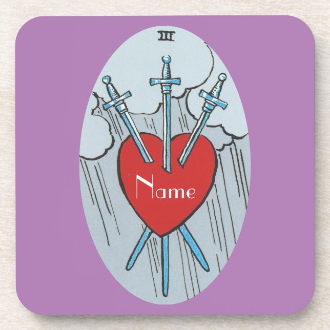 Posavasos Tarjeta Tarot 3 Espadas Thunder_Cove  (Frente)