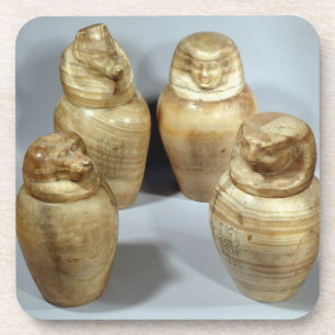 Posavasos Tarros de Canopic de Hor-ir-aa, Saite (alabastro)