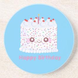 Posavasos Tarta de Cumpleaños con Glaseado Blanco y Purpurin
