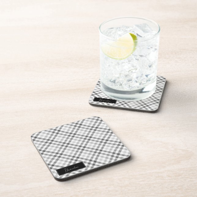 Posavasos Tartan Gris Monogramado (Lado Derecho)