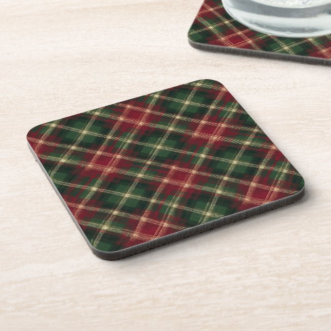Posavasos Tartan Plain Festive Hard Plastic Coaster Set (Lado Izquierdo)