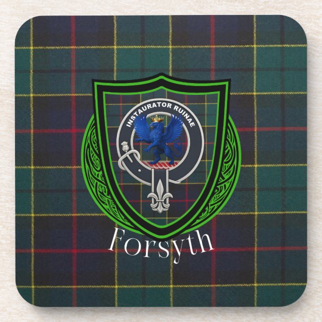 Posavasos Tartan y Cresta del Clan Escocés Forsyth (Frente)