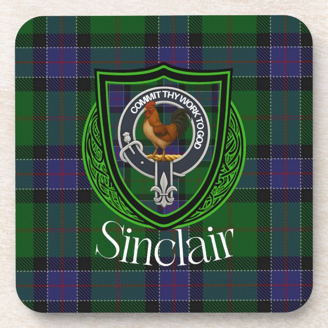 Posavasos Tartan y Cresta del Clan Escocés Sinclair (Frente)