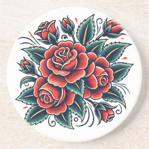 Posavasos Tattoo Rosas Red Rose Flower Art