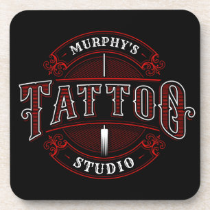 Posavasos Tattoo Studio Shop Estilo tradicional AÑADIR NOMBR