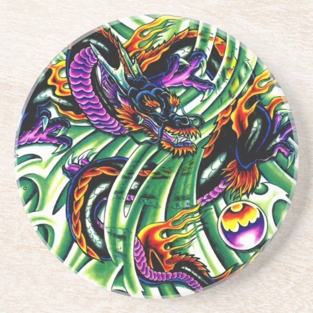 Posavasos Tatuaje dragón japonés (Frente)