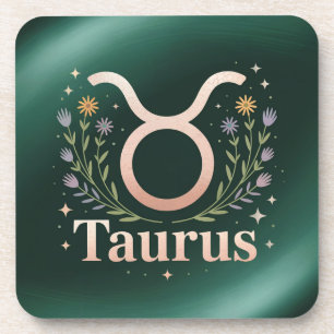 Posavasos Taurus Glyph Flowers Stars Coaster Set