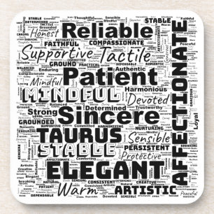 Posavasos Taurus Zodiac Word Cloud Inspiración