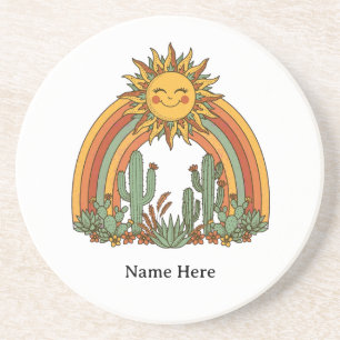 Posavasos Taza de café con nombre personalizado de cactus ar