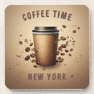 Posavasos Taza de café flotante con granos de café