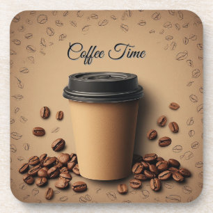 Posavasos Taza de café flotante con granos de café
