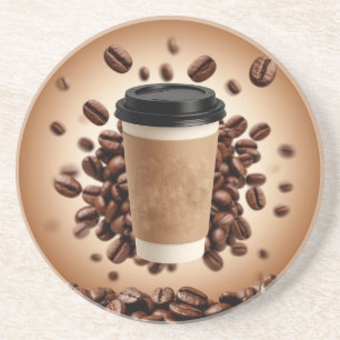 Posavasos Taza de café flotante con granos de café