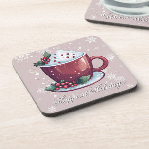 Posavasos Taza de Chocolate Caliente de Navidad   Rosa Sonro