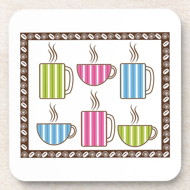Posavasos Tazas de café con rayas finas (Frente)