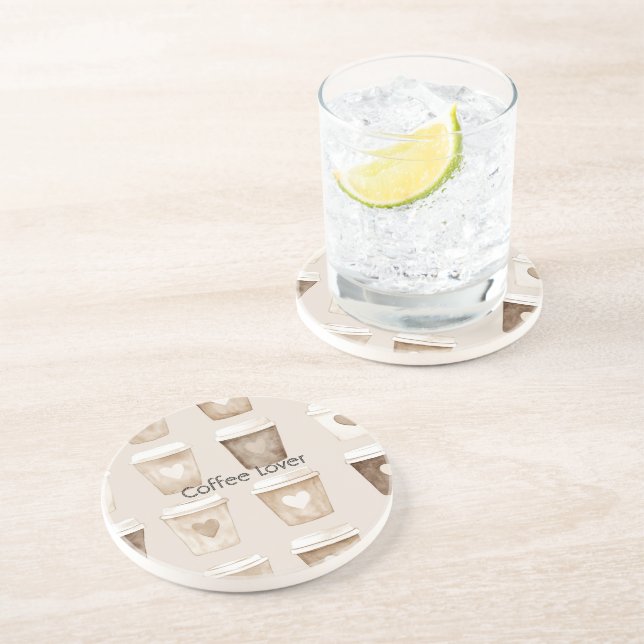 Posavasos Tazas de Corazón de Café con Crema (Lado)