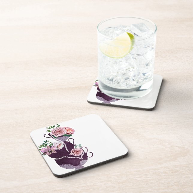 Posavasos Tazas de té florales caprichosas y divertidas para (Lado Derecho)