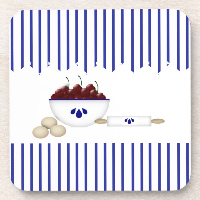 Posavasos Tazón De Astras De Corcho De Cerezas (Frente)