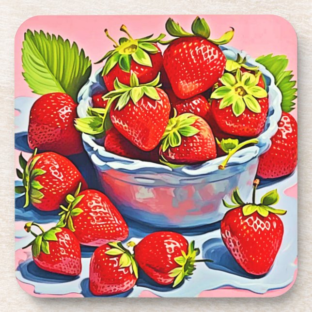 Posavasos Tazón de fresa fresca (Frente)