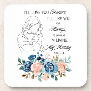 Posavasos Te amaré para siempre, Floral de citas del Día de 