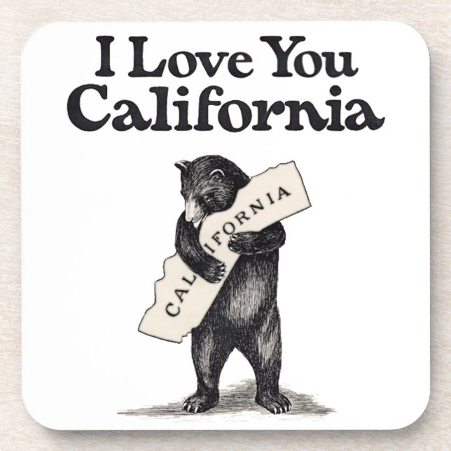 Posavasos Te amo abrazo de oso de California (Frente)
