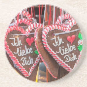 Posavasos Te amo corazones del pan de jengibre en el día de