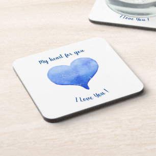 Posavasos Te Amo El día de San Valentín Cute Blue Heart