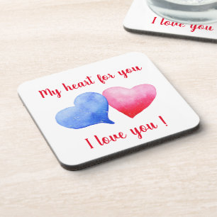 Posavasos Te amo El día de San Valentín de corazón rojo y az