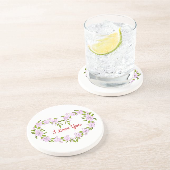 Posavasos Te amo las flores de Cute (Lado)