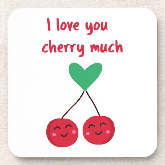 Posavasos Te Amo Mucho San Valentín Cereza (Frente)