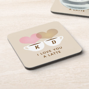 Posavasos Te Amo Un Personalizado Latte Monograma Iniciales