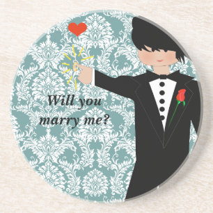 Posavasos ¿Te Casarás Conmigo? Tuxedo Coasters