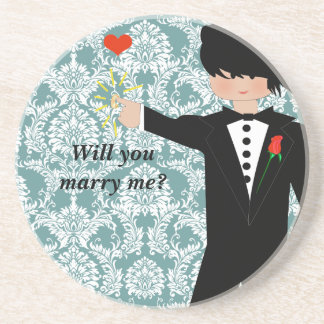 Posavasos ¿Te Casarás Conmigo? Tuxedo Coasters
