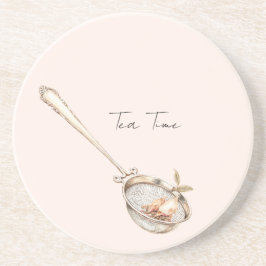 Posavasos Té de la hora del té rosa rubor