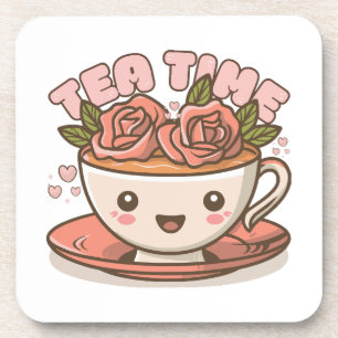 Posavasos Té de Rosa Tiempo de Té Kawaii