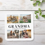 Posavasos Te queremos, abuela personalizada 4 Collages de fo<br><div class="desc">Digamos que te amamos a la abuela con una posavasos regalo personalizada que incluye 4 de tus fotos favoritas y nombres de nietos. Todo el texto de este diseño es editable para que pueda agregar su propio mensaje o texto. Disponible en diversos colores,  estilos y productos.</div>