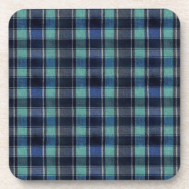 Posavasos Teal & Navy Tartan Plaid Pattern Plastic Coasters