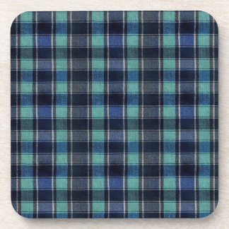 Posavasos Teal & Navy Tartan Plaid Pattern Plastic Coasters 