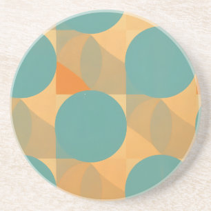Posavasos Teal, Tan y Naranja en Patrón de Estilo Retro