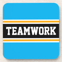 TEAMWORK Brillante Azure Azul franjas de Carreras 