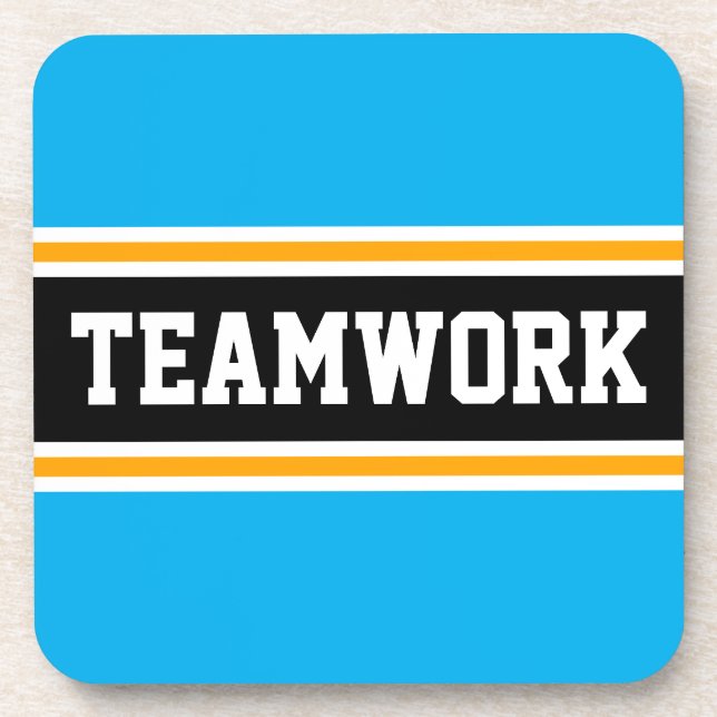 Posavasos TEAMWORK Brillante Azure Azul franjas de Carreras  (Frente)