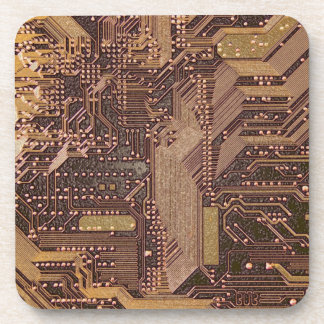 Posavasos Tecnología de placa de circuito cibernético dorado