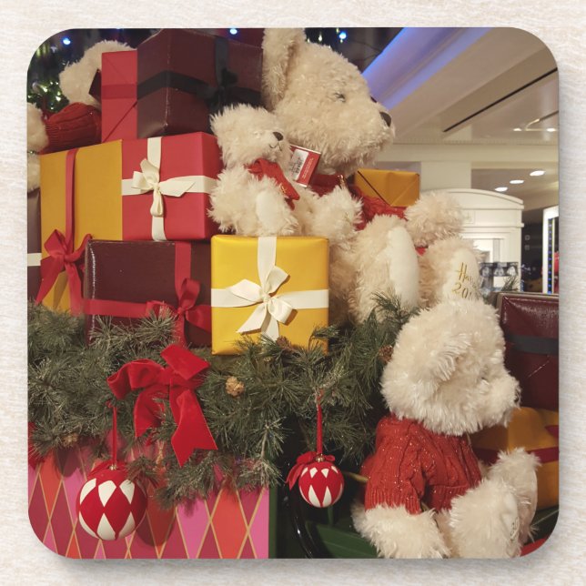 Posavasos Teddy Bears mira las catastro de los Navidades (Frente)