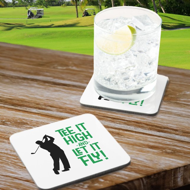 Posavasos Tee de Golf Humor Divertido Deportes Modernos Fies (Cute Men's Golf Tee Funny Humor Black Green Sports Beverage Coaster)
