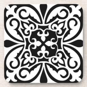 Posavasos Teja marroquí - blanco con el fondo negro