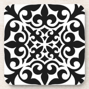 Posavasos Teja marroquí - blanco con el fondo negro