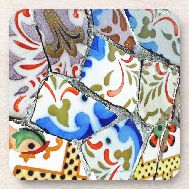 Posavasos Tejas de mosaico de Guell del parque de Gaudi (Frente)