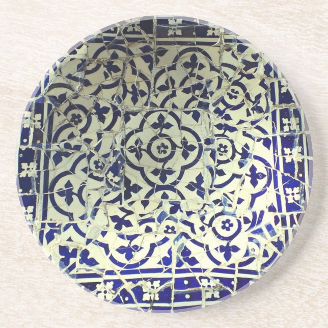Posavasos Tejas de mosaico de Guell del parque de Gaudi (Frente)