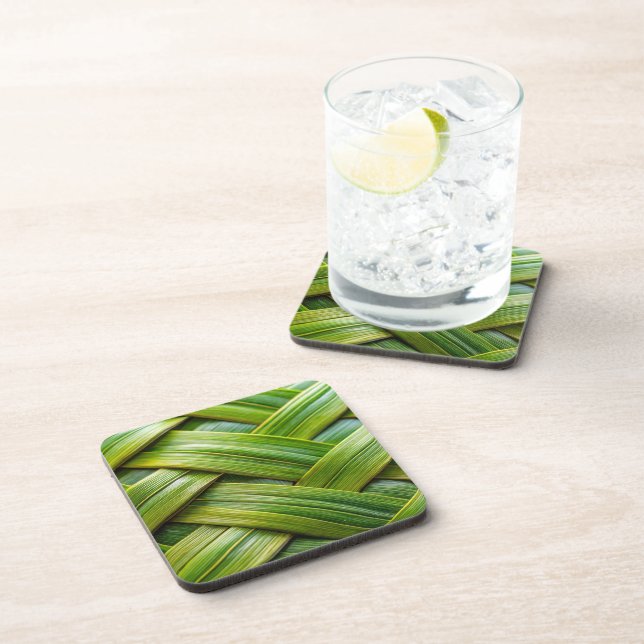 Posavasos Tejido de bambú fresco verde (Lado Derecho)