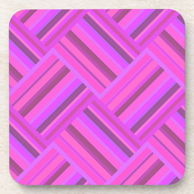 Posavasos Tejido de rayas rosadas diagonal patrón (Frente)